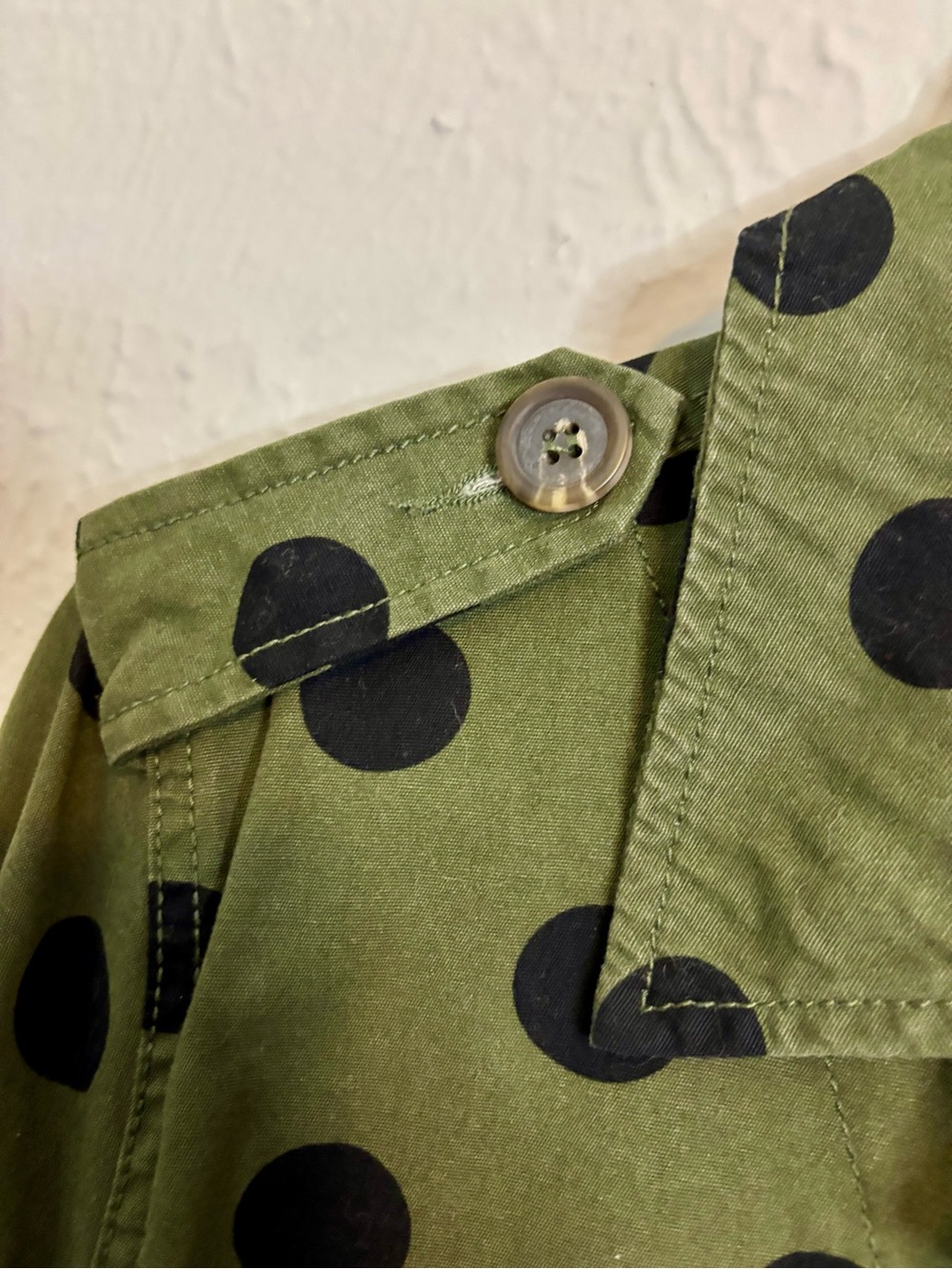 Who What Wear Olive Green Jacket with Black Polka Dots - Picture 4 of 6